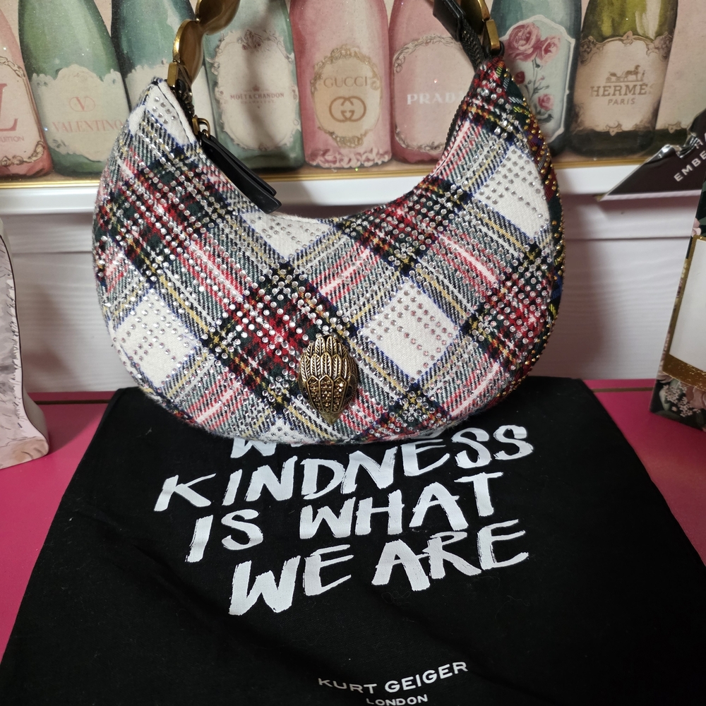 Kurt Geiger Checkered Shoulder Bag with Gold Accent